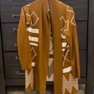 Tan Aztec sweater duster